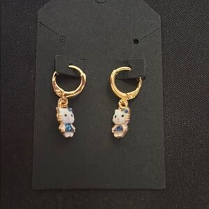 Gold Hello Kitty Hoop Earrings